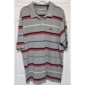 ENYCE Striped Cotton Polo Shirt XL Short-Sleeve‎ Street Wear Gray Black Red